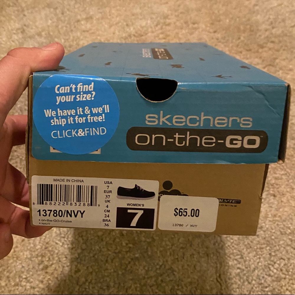 Navy Skechers boat shoes
